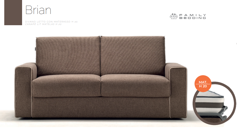 Divano letto Brian materasso h 20 cm